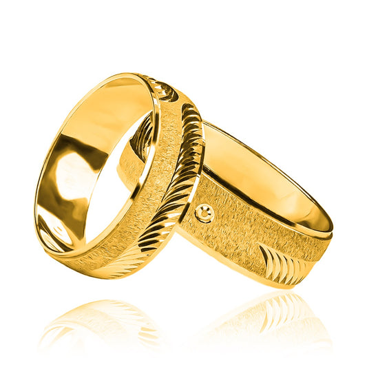 Argollas de matrimonio Blade, elaboradas en oro 18k por Joyería Caracas, cuentan con certificado de calidad y garantía de por vida.