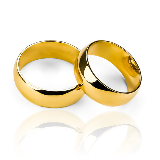 Argollas de matrimonio Classic 7M, elaboradas en oro 18 quilates por Joyería Caracas, cada una viene con un certificado de autenticidad y garantía de por vida.