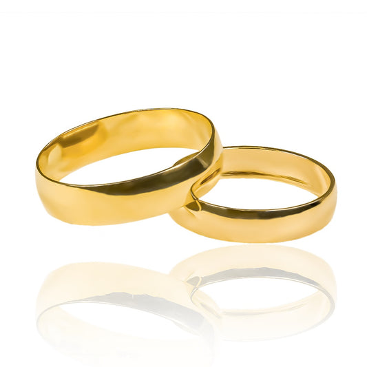 Argollas de matrimonio Classic Concava, elaborada en oro 18k por Joyería Caracas, cada argolla viene con un certificado de autenticidad y garantía de por vida.