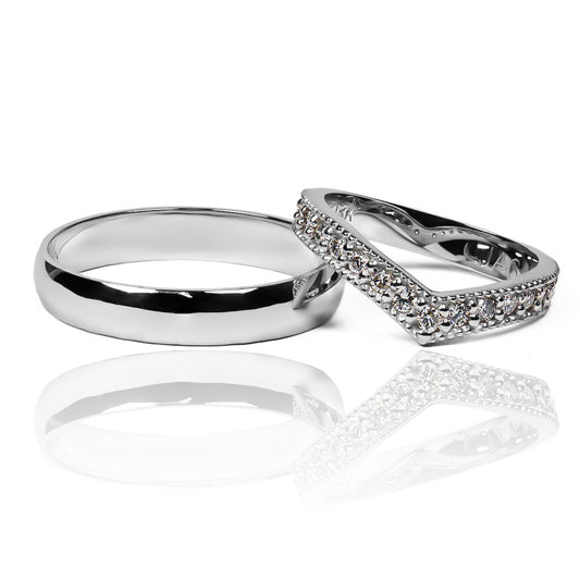 Argollas de matrimonio Classic Pointed, fabricados en 18k por Joyería Caracas. Cada anillo viene con un certificado de calidad y garantía de por vida.