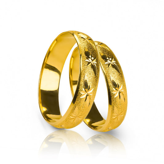 Argollas de matrimonio EseStar, elaboradas en oro 18k por Joyería Caracas, cuentan con un certificado de calidad y garantía de por vida.