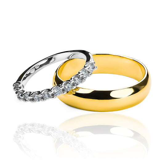 Argollas de matrimonio Fashion Love en oro 18k por Joyería Caracas, viene con certificado de calidad y garantía para toda la vida.