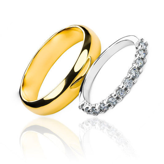 Argollas de matrimonio Fashion Love en oro 18k por Joyería Caracas, viene con certificado de calidad y garantía para toda la vida.