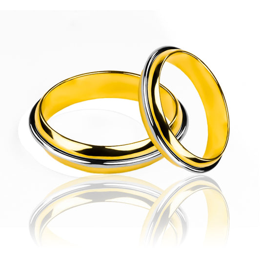Argollas de matrimonio Floating Love, elaboradas en oro 18k por Joyería Caracas, cada una cuenta con certificado de calidad y garantía de por vida.