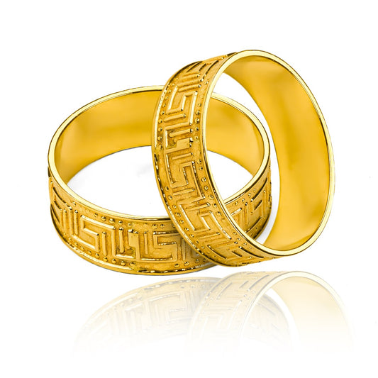 Argollas de matrimonio Kogi, fabricadas en oro 18k por Joyería Caracas, cada argolla viene con un certificado de calidad y garantía de por vida.