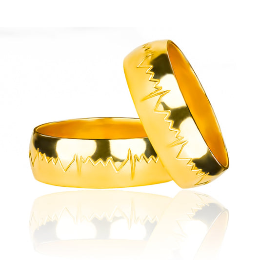 Argollas de matrimonio Latidos del Corazón, elaboradas en oro 18k por Joyería Caracas, vienen con un certificado de calidad que garantiza su autenticidad y durabilidad de por vida.