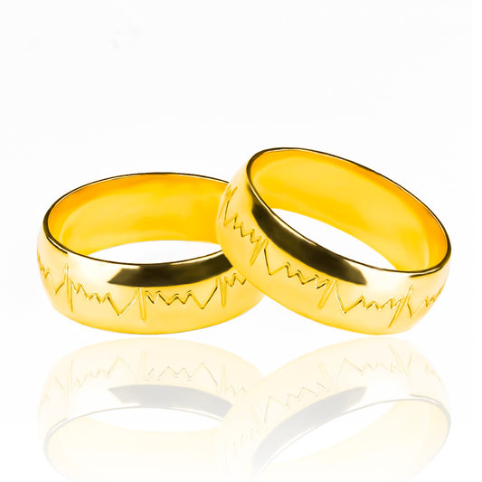 Argollas de matrimonio Latidos del Corazón, elaboradas en oro 18k por Joyería Caracas, vienen con un certificado de calidad que garantiza su autenticidad y durabilidad de por vida.