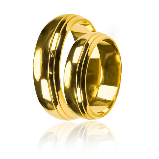 Argollas de matrimonio Perfect Lines, fabricadas en oro 18 quilates, cada una viene con un certificado de autenticidad y garantía para toda la vida.