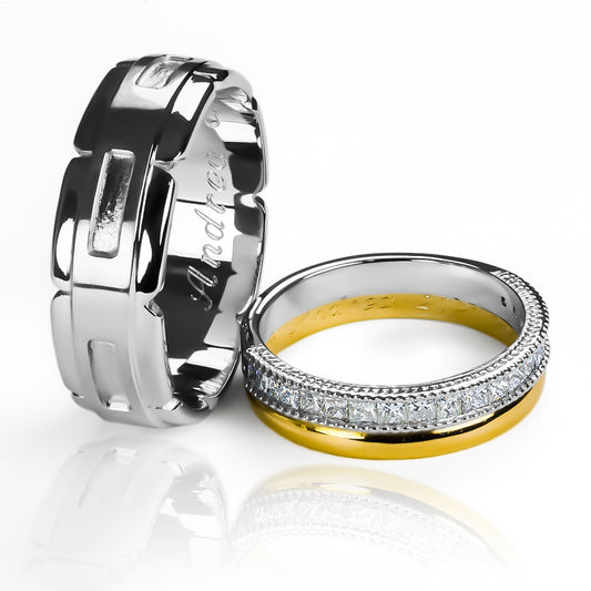 Argollas de matrimonio Princess Inlove, fabricadas en oro 18k de Joyería Caracas, cuentan con certificado de calidad y garantía para toda la vida.