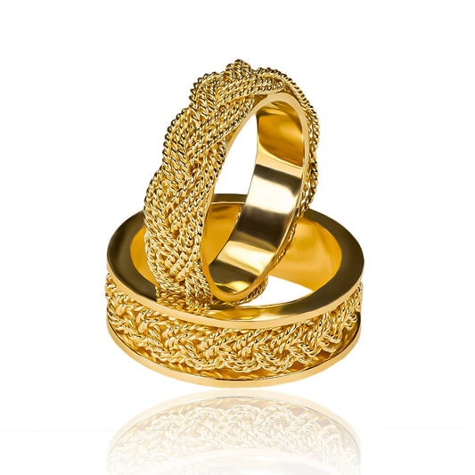 Argollas de matrimonio rapunzel inspired fabricados en oro 18k de Joyería Caracas, cuentan con un certificado de calidad y garantía para toda la vida.
