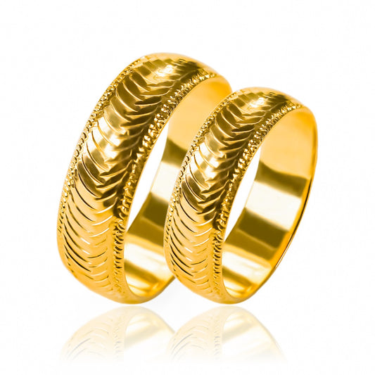 Argollas de matrimonio Thorn M, elaboradas en oro 18k por Joyería Caracas, cada argolla cuenta con un certificado de calidad y una garantía de por vida.