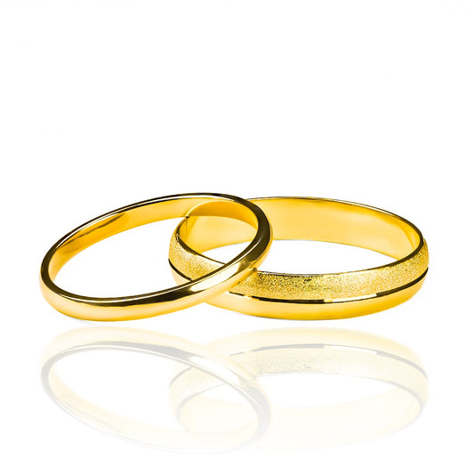 Argollas de matrimonio toda una vida II, fabricadas en oro 18k de Joyería Caracas, viene con un certificado de calidad que garantiza su autenticidad de por vida.