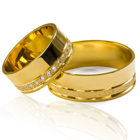 Argollas de matrimonio Warrior Love, fabricados en oro 18 quilates de Joyería Caracas, viene con certificado de calidad que garantiza su durabilidad y belleza.