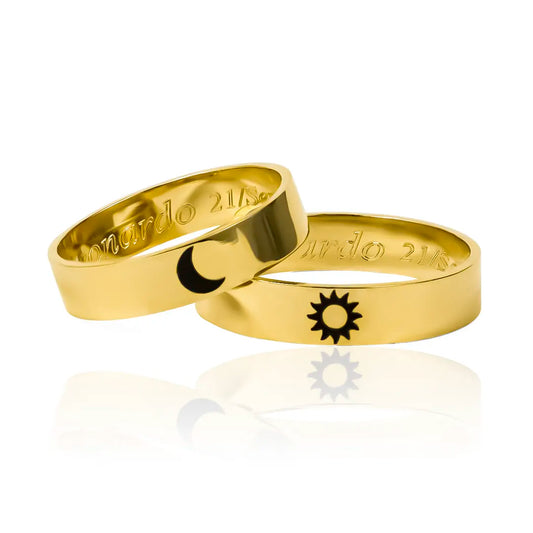 Argollas de matrimonio Love eclipsis. Fabricadas en oro de 18k en Joyería Caracas, cuenta con garantía de por vida.