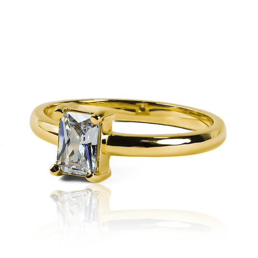 Anillo de compromiso bague solitaire rectangulaire de Joyería Caracas es una hermosa pieza de oro de 18 quilates cuenta con certificado de calidad que garantiza su autenticidad y durabilidad para toda la vida.