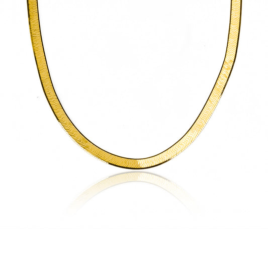 Gargantilla Espejo S 40, fabricado en oro 18k por Joyería Caracas, cuenta con un certificado de calidad y garantía de por vida.