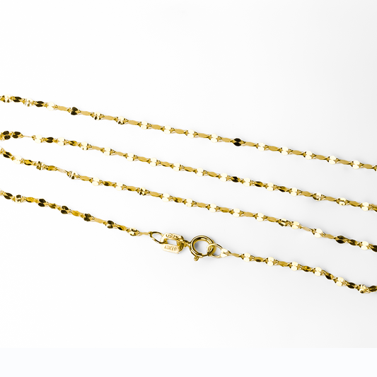 Cadena Bean Style S 50 fabricada en Oro 18K por Joyería Caracas, cuenta con certificado de calidad y garantía de por vida.