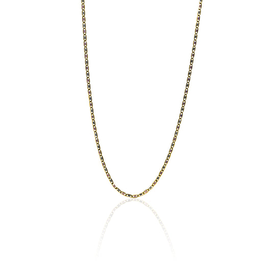 Cadena Escalera Plana espejo S50 3 oros Joyería Caracas, cuenta con certificado de calidad y garantía de por vida.