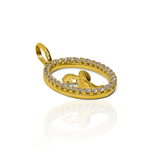 Dije Ángel rezando cristales I, fabricado en Oro 18K por Joyería Caracas, cuenta con garantía de calidad y durabilidad de por vida.