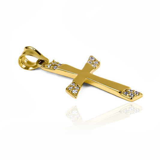 Dije Bright Cross I. Hecho con oro 18k de la máxima calidad, Joyería Caracas presenta esta pieza de diseño exclusivo y sofisticado, cuenta con garantía de por vida.