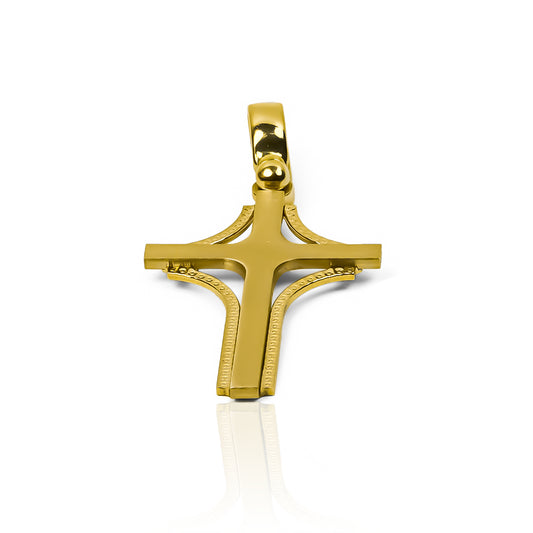 Dije Cruz aurea diamantada I fabricado en oro de 18 quilates por Joyería Caracas. Con un diseño elegante y duradero, esta joya viene con garantía de por vida.