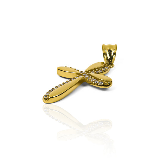 Dije Dije Cruz dubble I, elaborado en oro 18k por Joyería Caracas. Cuenta con garantía de por vida.