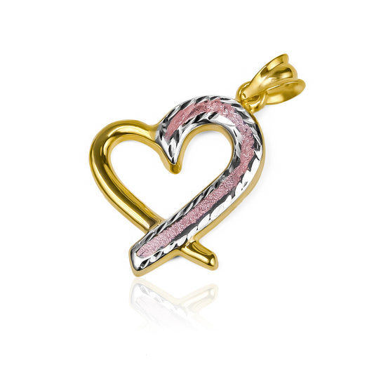 Dije con forma de corazón hecho de tres oros, Joyería Caracas te presenta el regalo perfecto, cuenta con garantía de por vida.