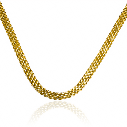 Cadena Bismarck esterilla XL 60 en oro de 18k de la Joyería Caracas, cuenta con garantía de por vida.