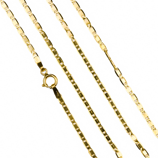 Cadena Escalera Plana espejo S 45 I en oro de 18K por Joyería Caracas, cuenta con certificado de calidad y garantía de por vida.