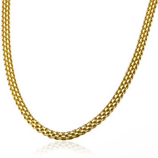 Cadena Bismarck esterilla M45. Hecha de oro de 18k por la Joyería Caracas, cuenta con garantía de por vida.