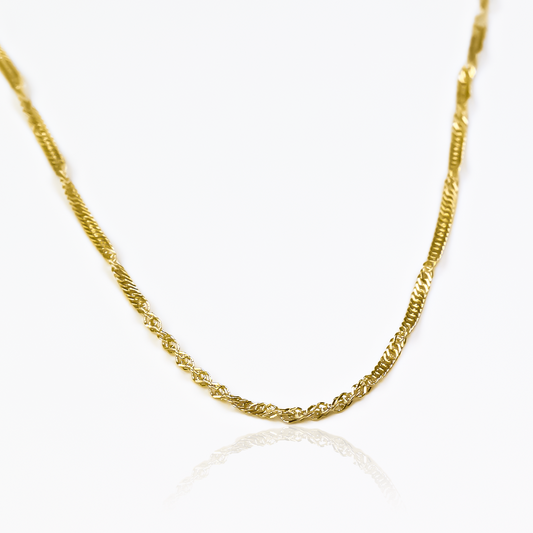 Cadena Singapur S50. Hecha con oro 18k y con una garantía de por vida, es una joya de la prestigiosa Joyería Caracas.