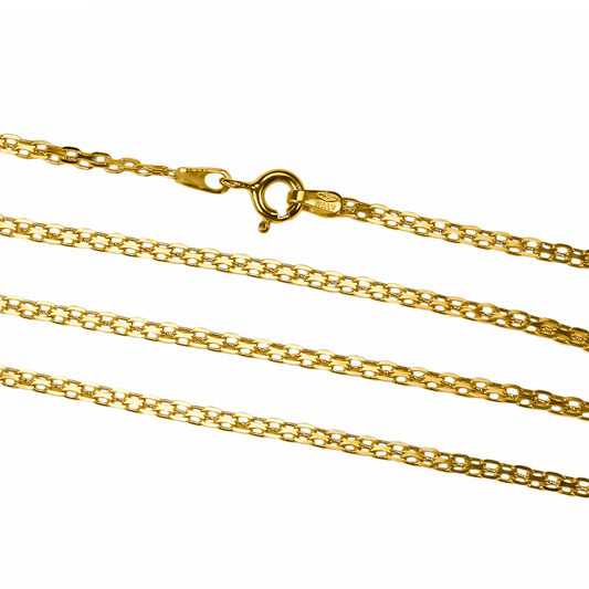 Cadena Bismarck espejo de 60 cm está hecha con oro de 18k de la prestigiosa Joyería Caracas. Haz una inversión en estilo con esta cadena de alta calidad.