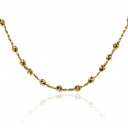 Cadena Denario Diamantado Gargantilla 45, fabricada en oro 18k por Joyería Caracas, cuenta con un certificado de calidad y garantía de por vida.