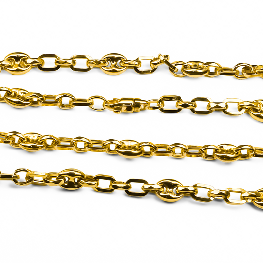 Cadena calabrote combinada 50 en oro de 18k de la Joyería Caracas es una elección elegante y duradera, cuenta con garantía de por vida.