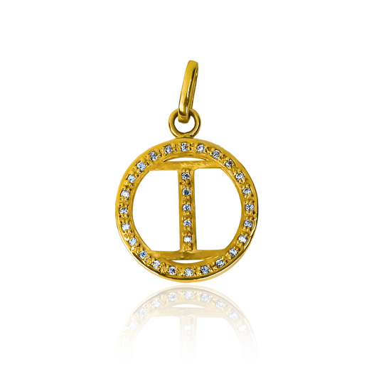 Dije Letra I party cristal JC. Realizado en oro 18K y diseñado por Joyería Caracas, cuenta con garantía de por vida.