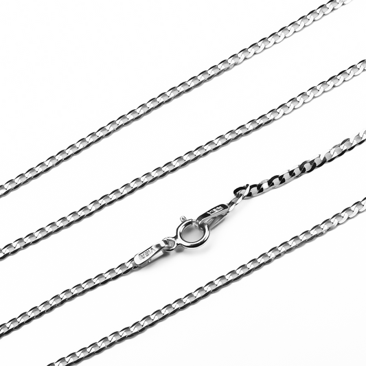 Cadena mini cubana white SM 50 I, creada por Joyería Caracas en oro 18k y con garantía de por vida.