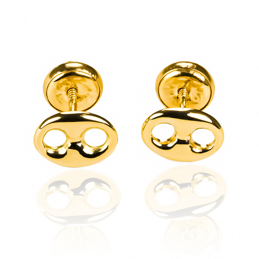 Topitos Calabrote XL. Confeccionados con oro 18k de alta calidad, estos topitos son una verdadera obra de arte de Joyería Caracas. Con garantía de por vida.