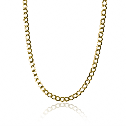 Cadena cubana L50 I de la Joyería Caracas está elaborada en oro de 18k, lo que garantiza su durabilidad y brillo. Cuenta con garantía de por vida.