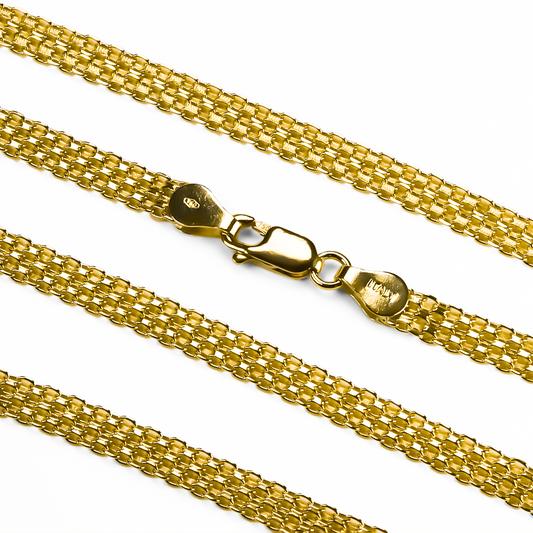 Cadena Bismarck esterilla L60 en oro de 18k de la Joyería Caracas. Hecha con los más altos estándares de la industria, esta cadena te asegura estilo y durabilidad.