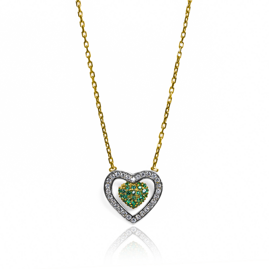 Gargantilla Green Heart I, fabricada en oro 18k por Joyería Caracas, cuenta con un certificado de calidad y garantía de por vida.