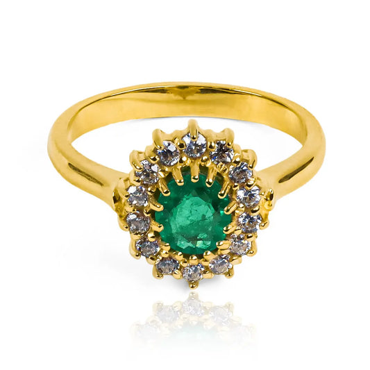 Anillo de compromiso Lady Esmeralda, elaborada en oro 18k y certificada por su durabilidad y elegancia. Con un diseño exclusivo de Joyería Caracas.
