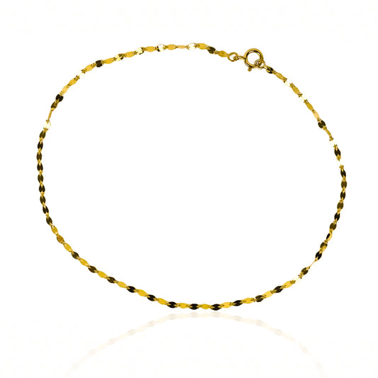 Tobillera Bean Style elaborado en oro 18K por Joyería Caracas, cuenta con garantía de por vida.