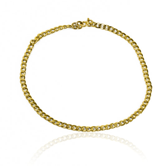 Pulsera cubana seguida XS fabricada en oro 18k por Joyería Caracas, cuenta con garantía de por vida.