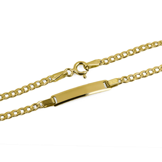 Pulsera esclava plana cubana II elaborada en oro 18k por Joyería Caracas. Además, cuenta con garantía para toda la vida.