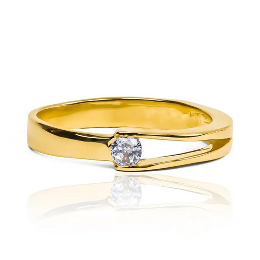 Anillo de compromiso vértice. Hecho a mano en Joyería Caracas con oro 18 k y certificado de calidad, prometiendo una vida de garantía.