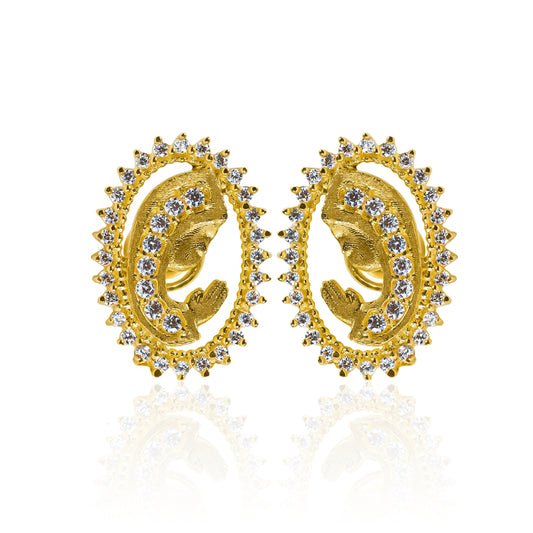 Topitos Virgen María cristales L, fabricados en Oro 18K por Joyería Caracas. Con garantía de por vida.