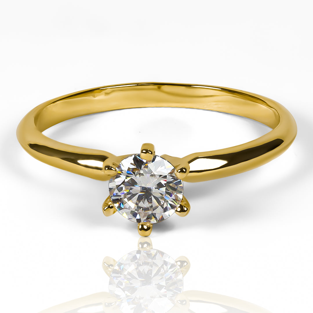 Anillo skinny Moissanite fabricado en oro 18k por Joyería Caracas, cuenta con un certificado de calidad y garantía para toda la vida.