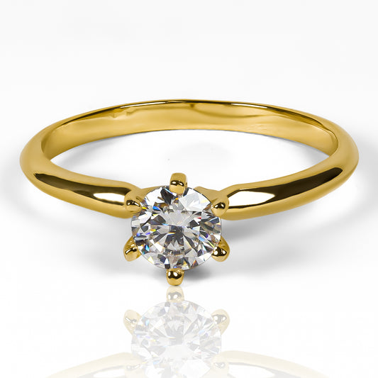 Anillo skinny Moissanite fabricado en oro 18k por Joyería Caracas, cuenta con un certificado de calidad y garantía para toda la vida.