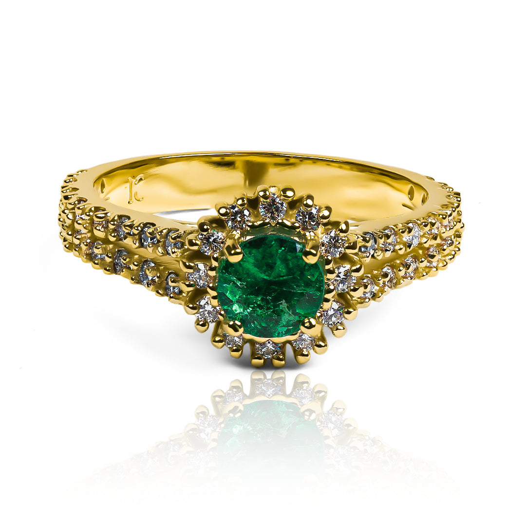 Anillo obelisk Esmeralda + Diamantes
