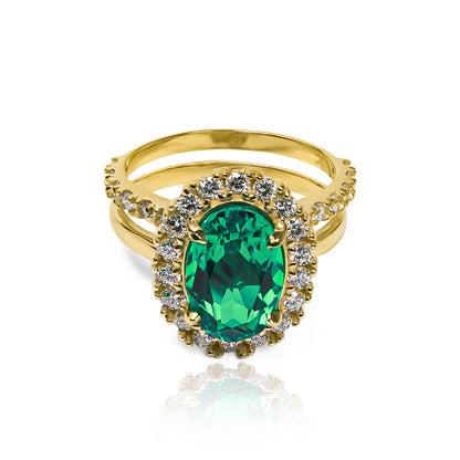 Anillo Double emerald LAB moissanitas